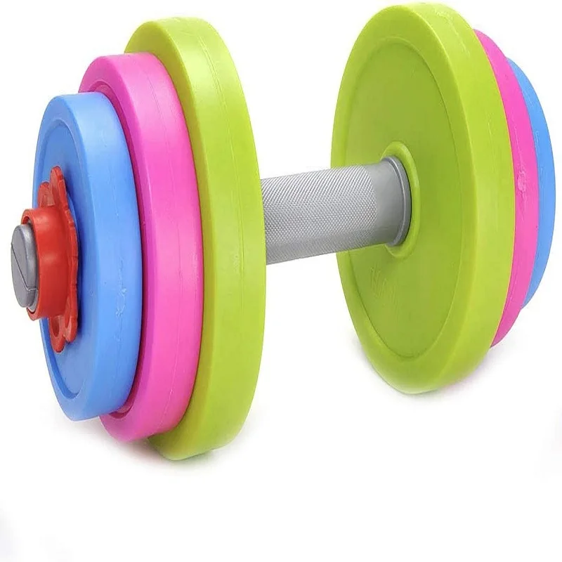 Juguete con mancuernas ajustables para niños, juego de entrenamiento de simulación, equipo de ejercicio para niños, relleno de ejercicio de gimnasio con arena o agua de playa