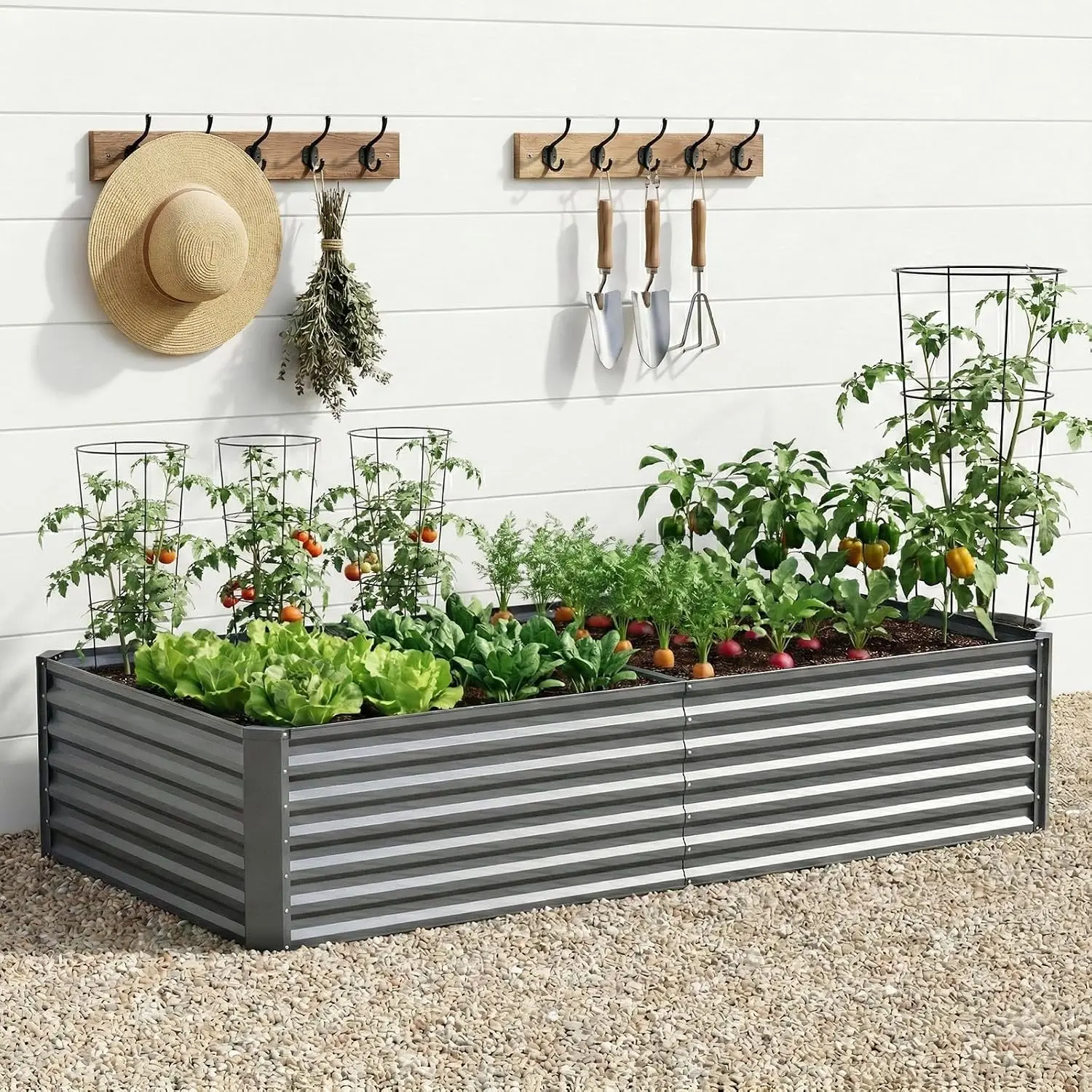 Galvanized Raised Garden Bed Outdoor, 8x4x2ft Large Metal Planter Box for Vegetables, Flowers & Herbs, Deep Root Rust-Resistant