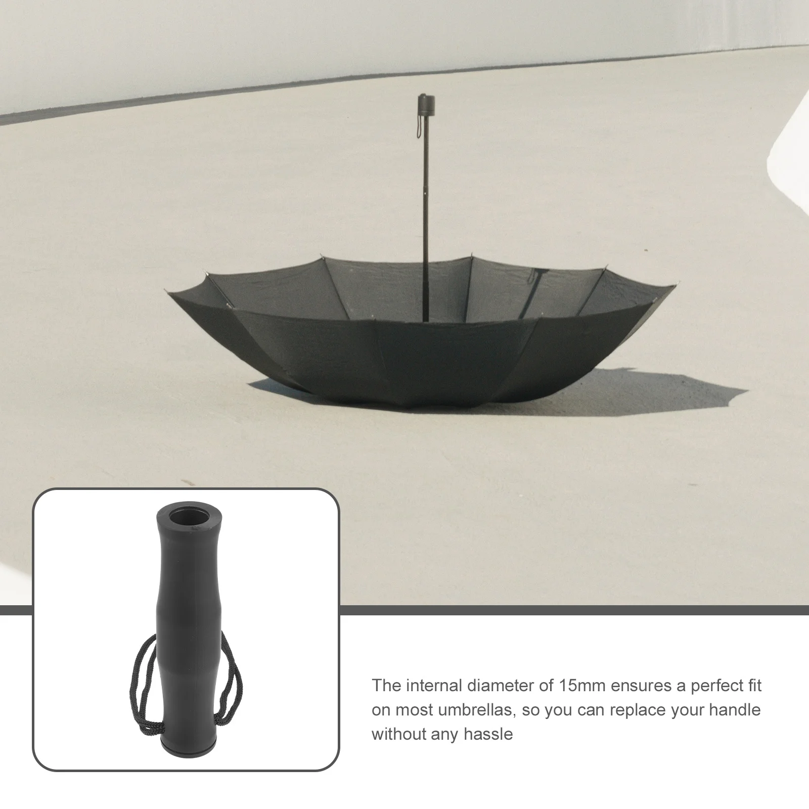 

Umbrella Handle Replacement 15mm Thread Compact Long Sturdy Grip Replacement Handle for Rain Uv Daily Use Umbrella Accessories