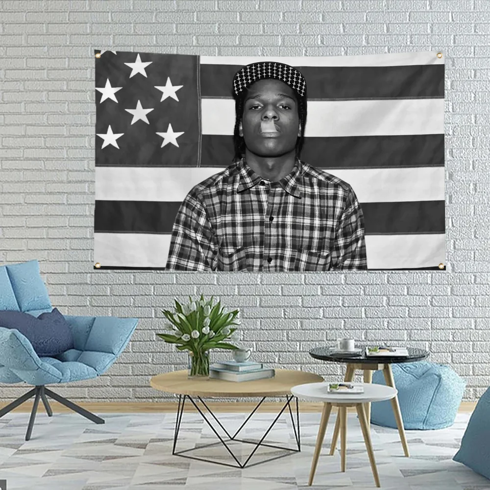 A$AP Rocky ASAP American Flag Rap Rapper Motivational Inspirational Office Gym Wall Dorm Decor 3x5ft Flag Four Brass Grommets