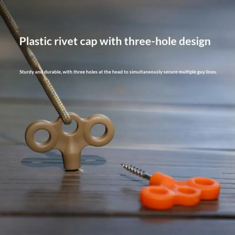4Pcs Stainless Steel 3-Eye Screw Tent Stakes With Threaded Design Windproof Rope Nails For Camping