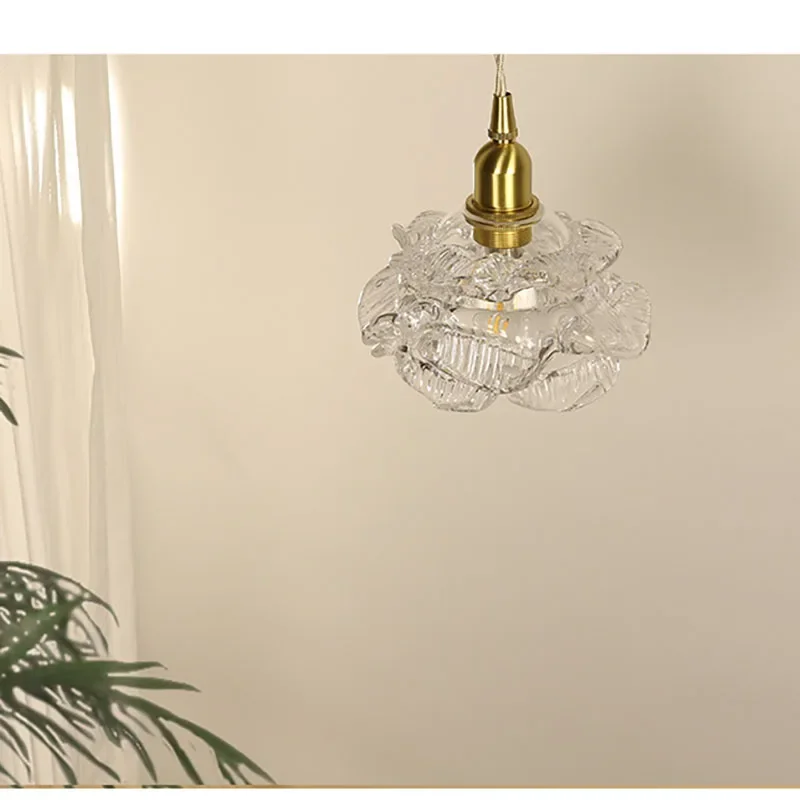 New Retro Light Luxury Rose Glass Chandelier Daily Lighting Living Room Bedroom Study Chandelier Restaurant Bar Lighting Hot