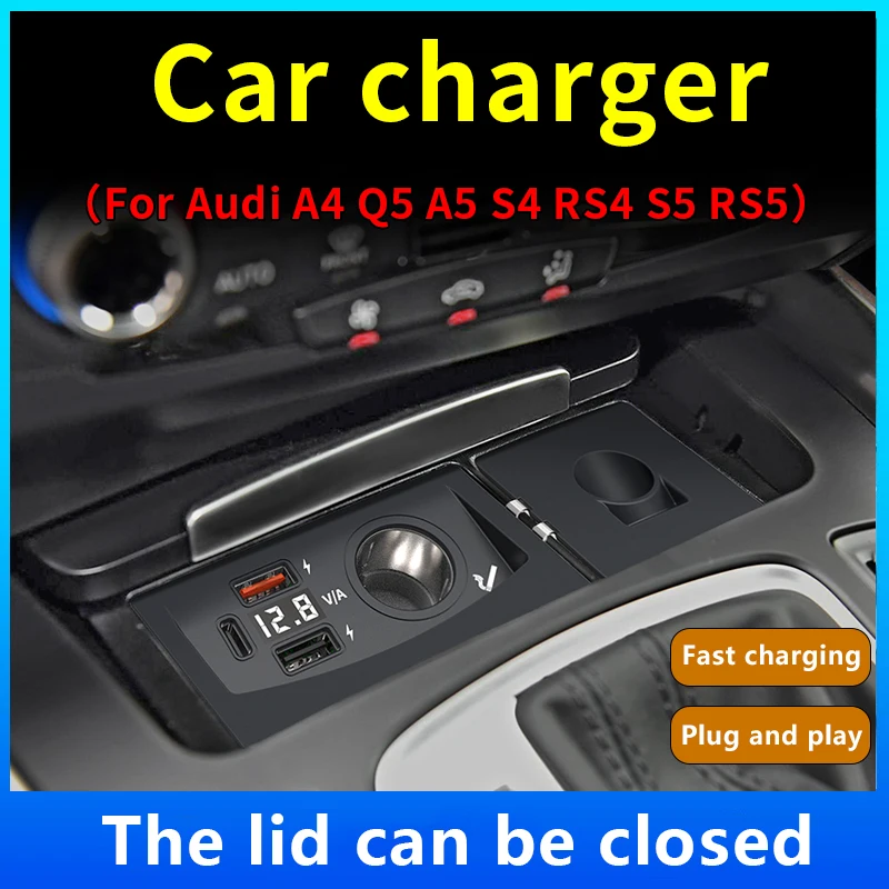 For Audi A4 B8 A5 A4 Allroad S4 RS4 Q5 SQ5 8R S5 RS5 Car charger USB Fast Charging Cigarette Lighter Socket Splitter QC3.0 TypeC