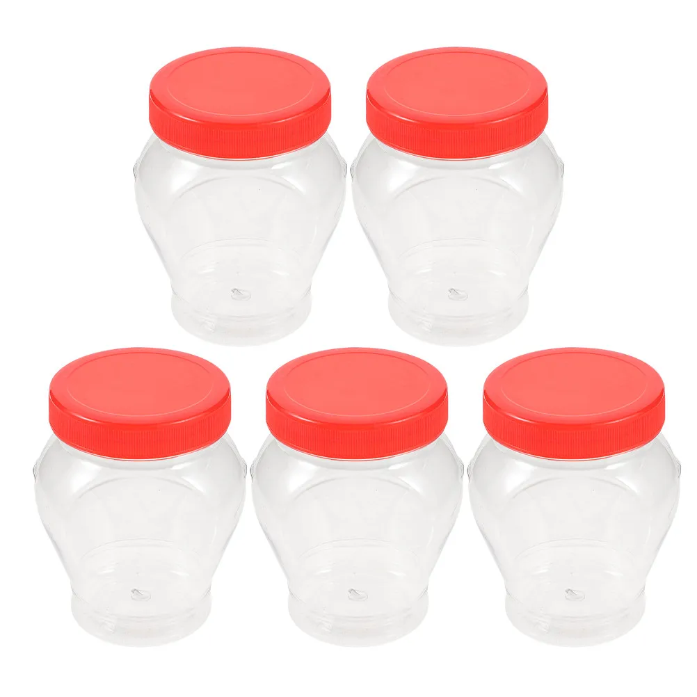 Tarro de plástico transparente con forma de corazón y tapa, pequeño contenedor de almacenamiento de alimentos para dulces, salsa de chile encurvada, rábano seco, organizador de despensa