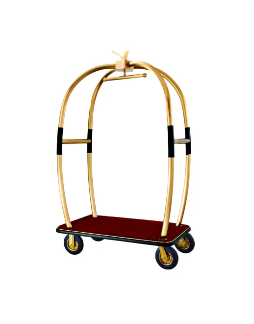 

Luxurious Hotel High Quality Cooper Concierge Birdcage Trolley Luggage Cart For 5 Star Hotel
