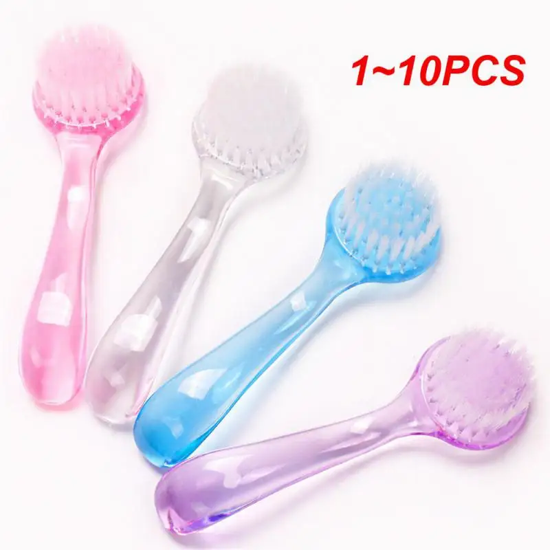 1~10PCS Nail Brushes Round Head Nail Powder Clean Brush Manicure Long Handle Dust Cleaning Brush Manicure Pedicure Tool Nail