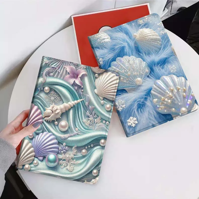 

Sparkling Blue Shell Decor For Xiaomi Mi Pad Mini 4 5 6 7 SE Pro Plus Redmi Pad 2 SE 2025 8.8 11 Foldable Tablet Case Gift