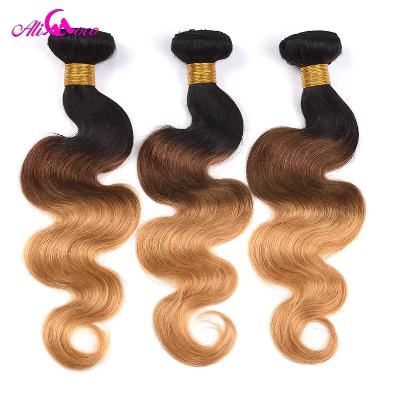 1B 4 27 Remy Ombre Human Hair Weave Bundle ปิด 4x4 5x5 ชุดพร้อมฝาปิดบราซิล Body Wave ปิด