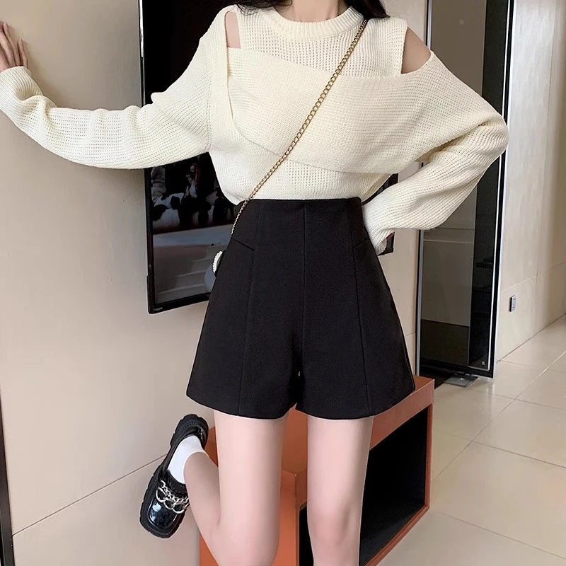 Calças de Terno de Cintura Alta e Pernas Largas para Mulheres, Botas de Outono 2024, Novas Calças Casuais Soltas para o Dia a Dia em Fibra de Poliéster