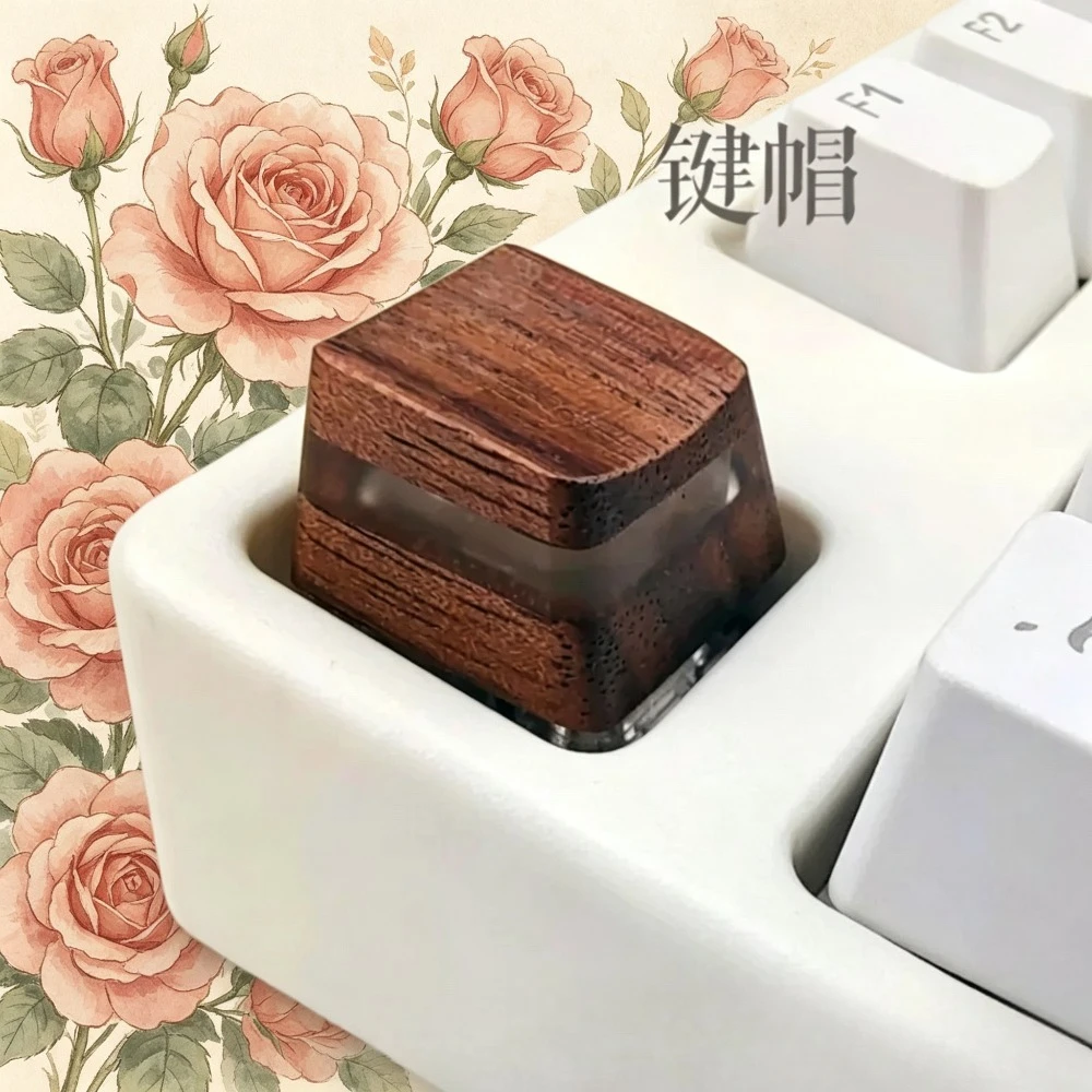 Solid Wood Keycaps Customized Walnut Wood Artisan Point Keycap OEM Profile Light Transmission Mechanical Keyboard Accessories