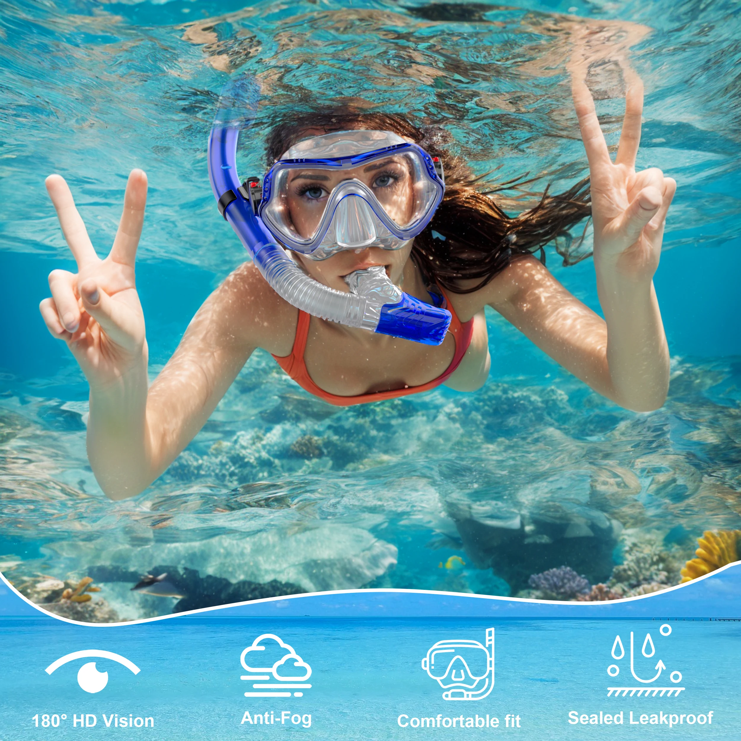 Dry Snorkel Set maschera subacquea per adulti HD vetro temperato attrezzatura da Snorkeling panoramica professionale nuoto Training Snorkel Kit