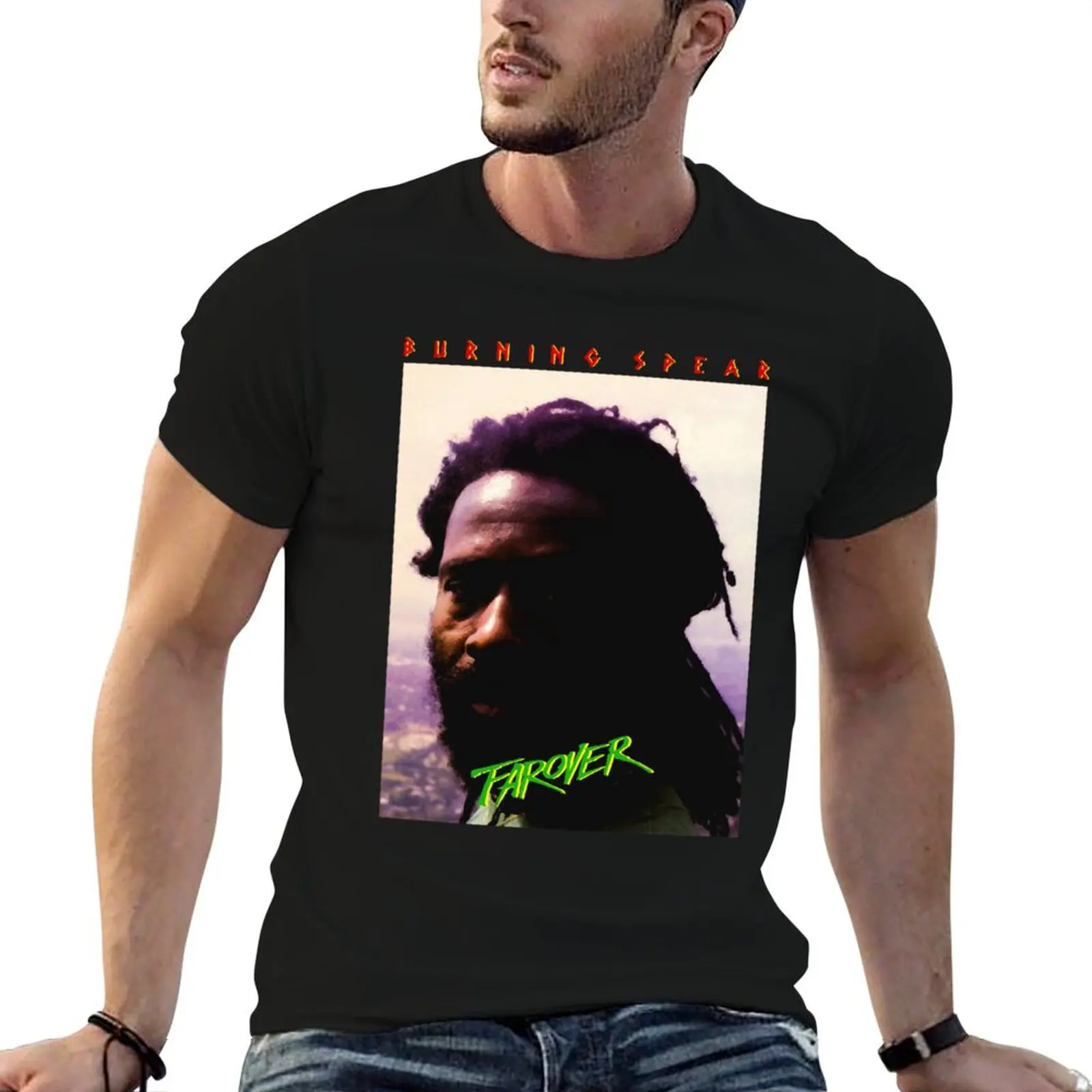 

BURNING SPEAR T-Shirt man t shirts cotton black cotton t-shirt plain for man package t shirt for man 100 percent cotton T-shirt