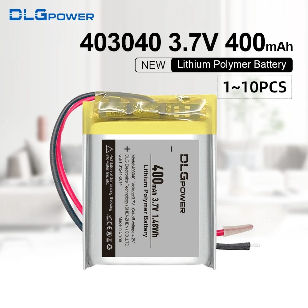 DLGpower 403040 3.7V Lithium Polymer Battery Pack 400mAh Bluetooth Audio Car Recorder Toys Rechargeable Lithium Ion Battery