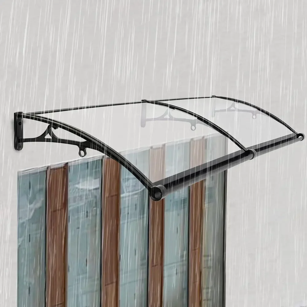 

Modern Aluminum Alloy 24"x80" Window Awning Door Canopy Rain Cover UV Protect Polycarbonate Brown