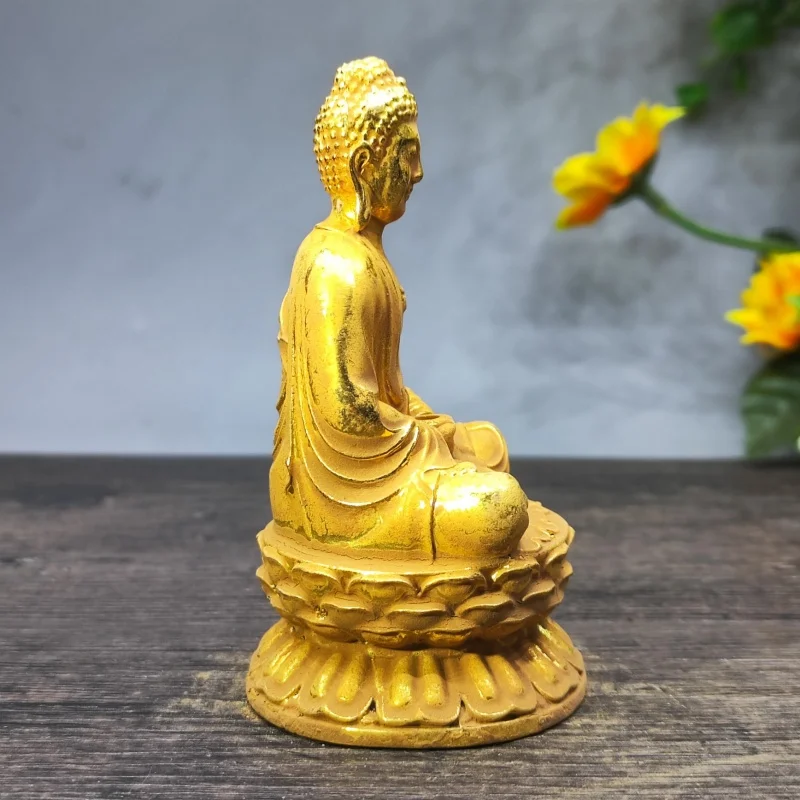 Antique Gilding Sakyamani Buddha Statue Amitabha Buddha Bhaisajyaguru Three Treasures Buddha