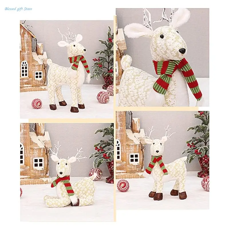 Christmas Ornament 3D Reindeer for Doll Stuffed Toy Farmhouse Shelf Home Decorat