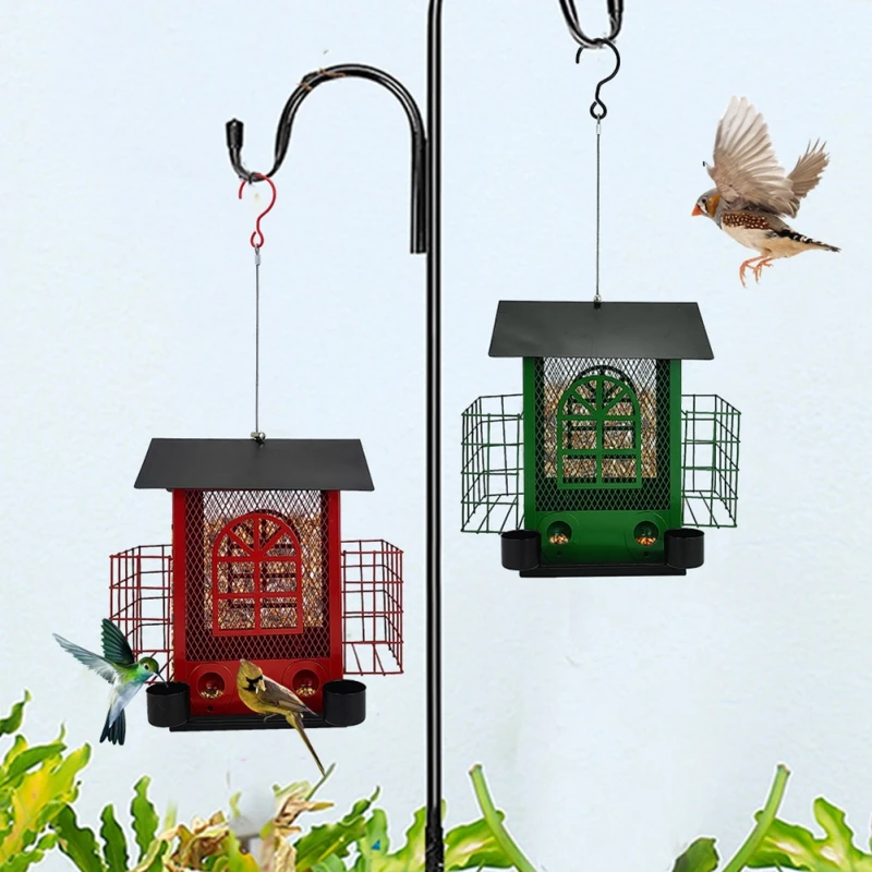 Metal Bird Feeders For Outside Hanging Wild Bird Feeder Outdoor Iron Mesh Birdfeeders Easy To Clean No Assembly Required