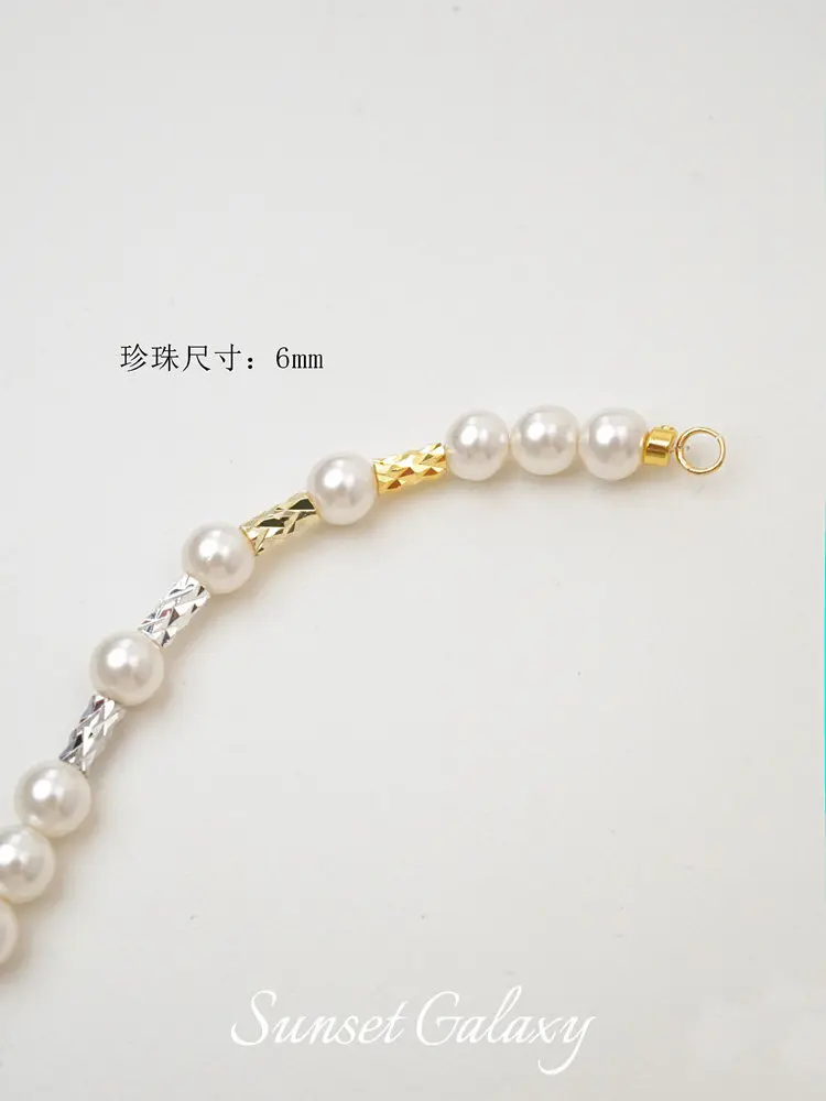 18K Gold Batch Flower Thread Section Tube Bead Spacer DIY Handmade Beaded Pearl Bracelet Necklace Jewelry Accessories