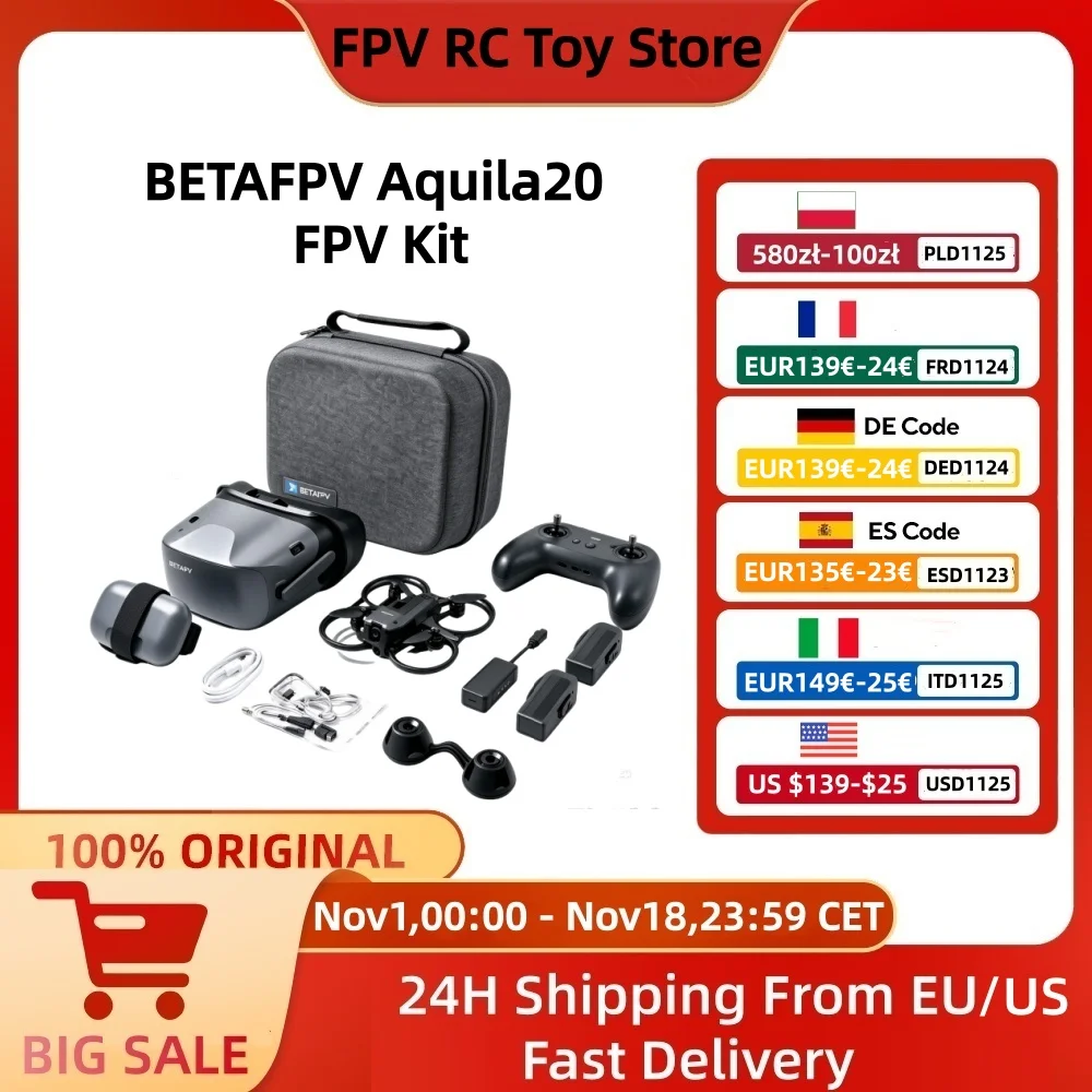 BETAFPV Aquila20 FPV Kit FPV Drone 4k Professional Simulation Kit ELRS 2.4G Receiver+Battery Mini Drone Drones con cámara HD High Definition