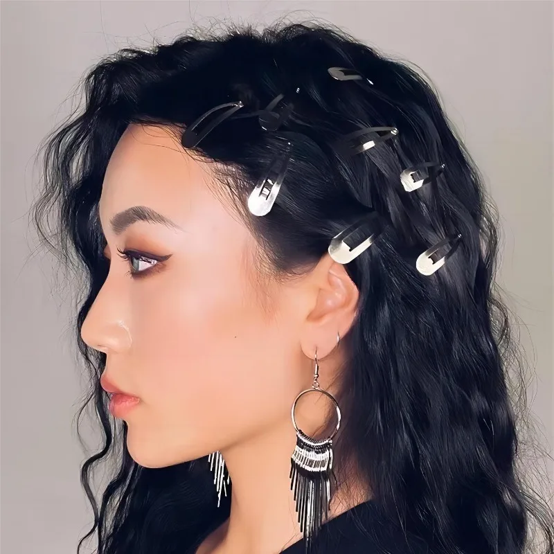 Y2K Punk Sweet Cool Droplet Shaped BB Hairpin Light Luxury Exquisite Metal Millennium Hair Clips Spicy Girl Hair Accessories