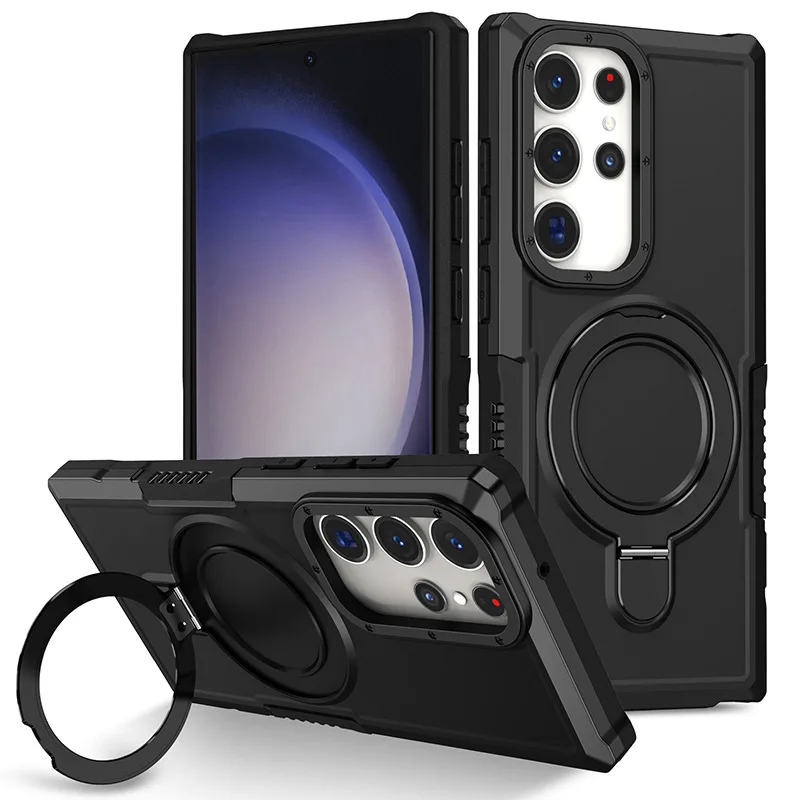 

Phone Case For Samsung A24 A14 A54 A34 5G Heavy Duty Drop Protection Rugged Shockproof Back Cover With Rotated Ring Stand