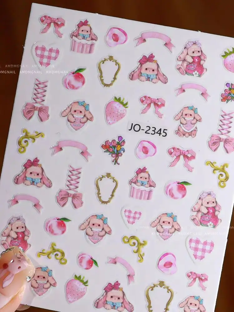 1 Vel Internet Celebrity Lolita Bunny Nail Stickers Bunny Schattige Cartoon Sticker Nail Art Accessoires Waterdichte Decoratie