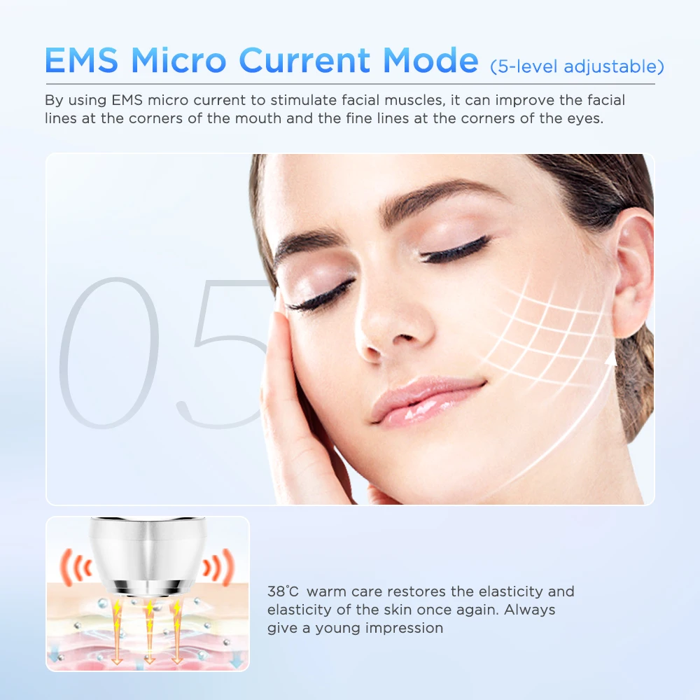 Masajeador Facial de microcorriente, masaje de Estiramiento Facial, rejuvenecimiento de la piel, compresa fría y caliente, limpieza Facial profunda, dispositivo de belleza para el cuidado de la piel