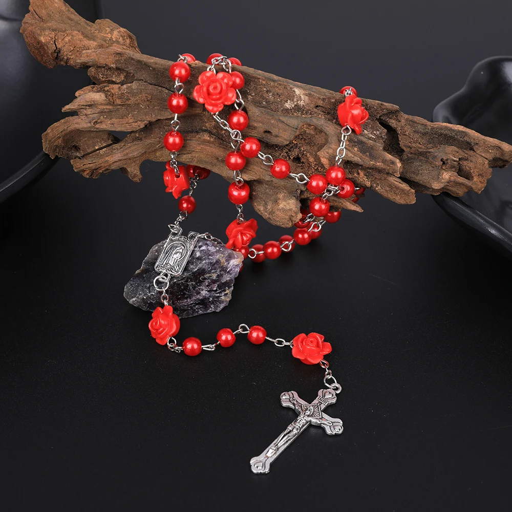 Katholische Rosenkranzkette für Damen, mit Kreuzanhänger, 6-mm-Perlenkette, für Herren, religiöser Gebetsanhänger, Schmuck für Partys, Geschenkidee. – Detail 17