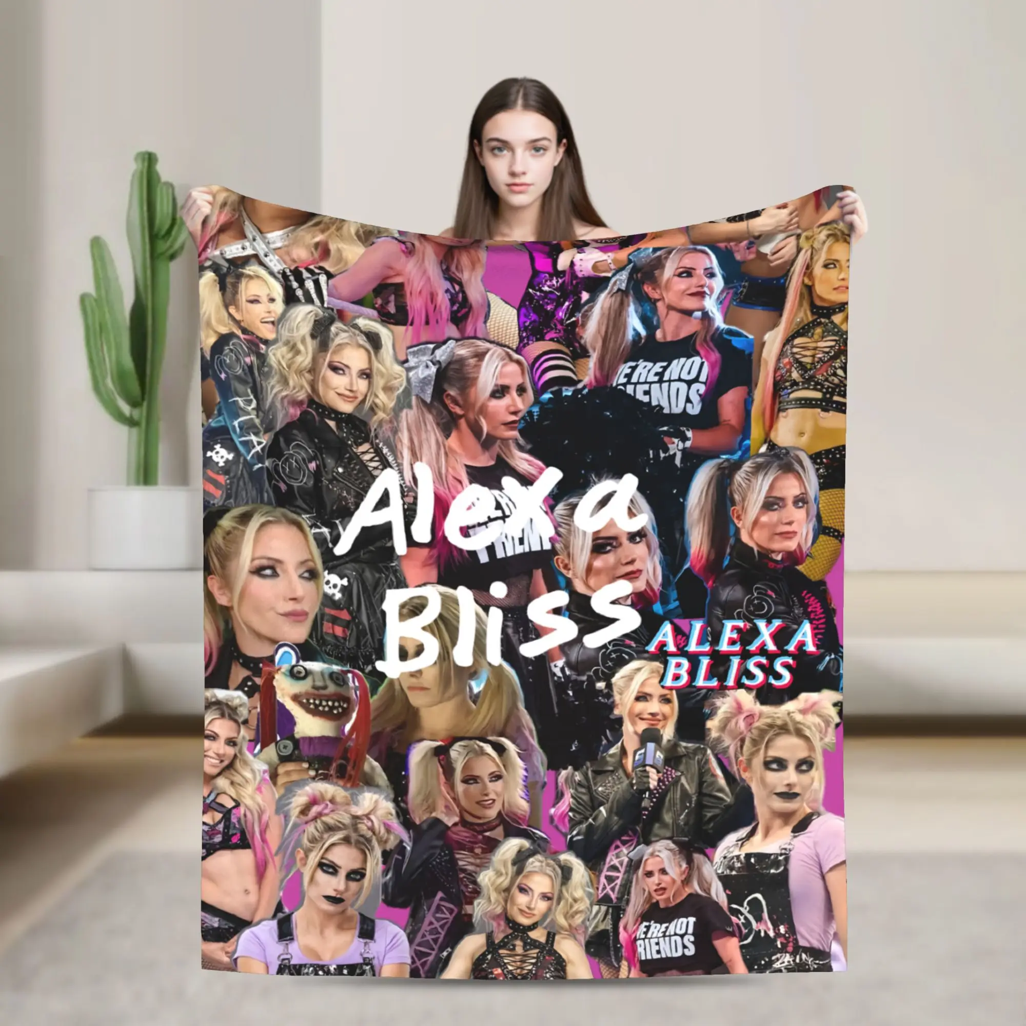 A-Alexa Bliss Blanket Warm Cozy Fluffy Wrestler  Throw Blankets for Sofa 50x60 Inch Multi-size Bedding Throws