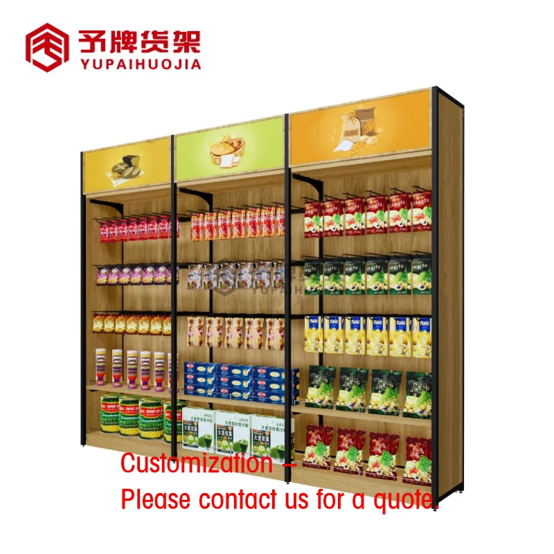 custom.Heavy Duty Gondola Supermarket Rack Fruits Vegetables Commercial Storage Shelves Metal Snacks Display Stand