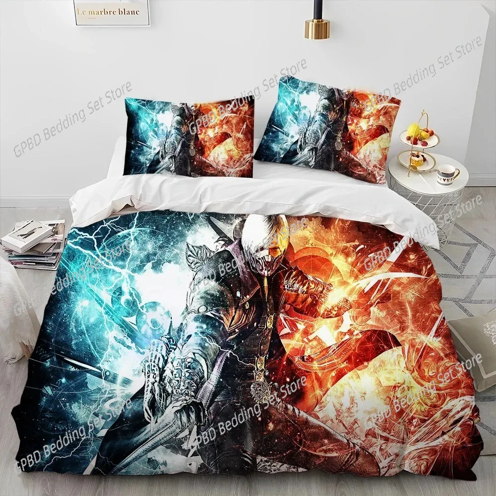 

D-Devil May Cry DMC Game Gamer Comforter Bedding Set,Duvet Cover Bed Set Quilt Cover Pillowcase,king Queen Size Bedding Set Kids