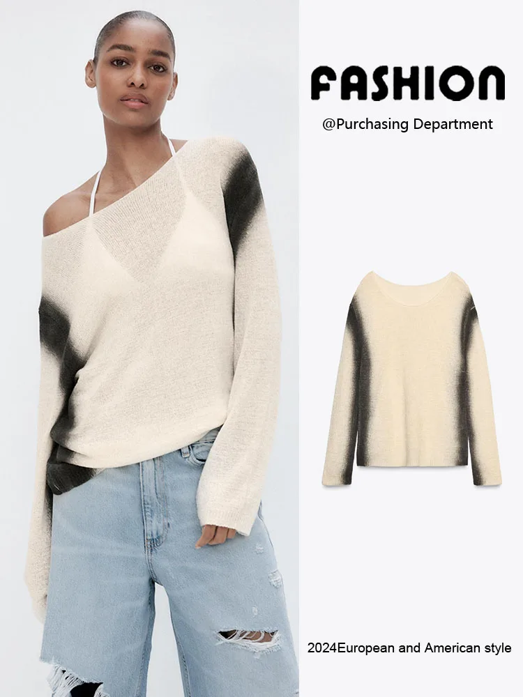 

Весна 2024, женский приталенный длинный вязаный свитер свека, Новое поступление, модный свитер с принтом для поездок на работу, стандартная длина, накладные волосы