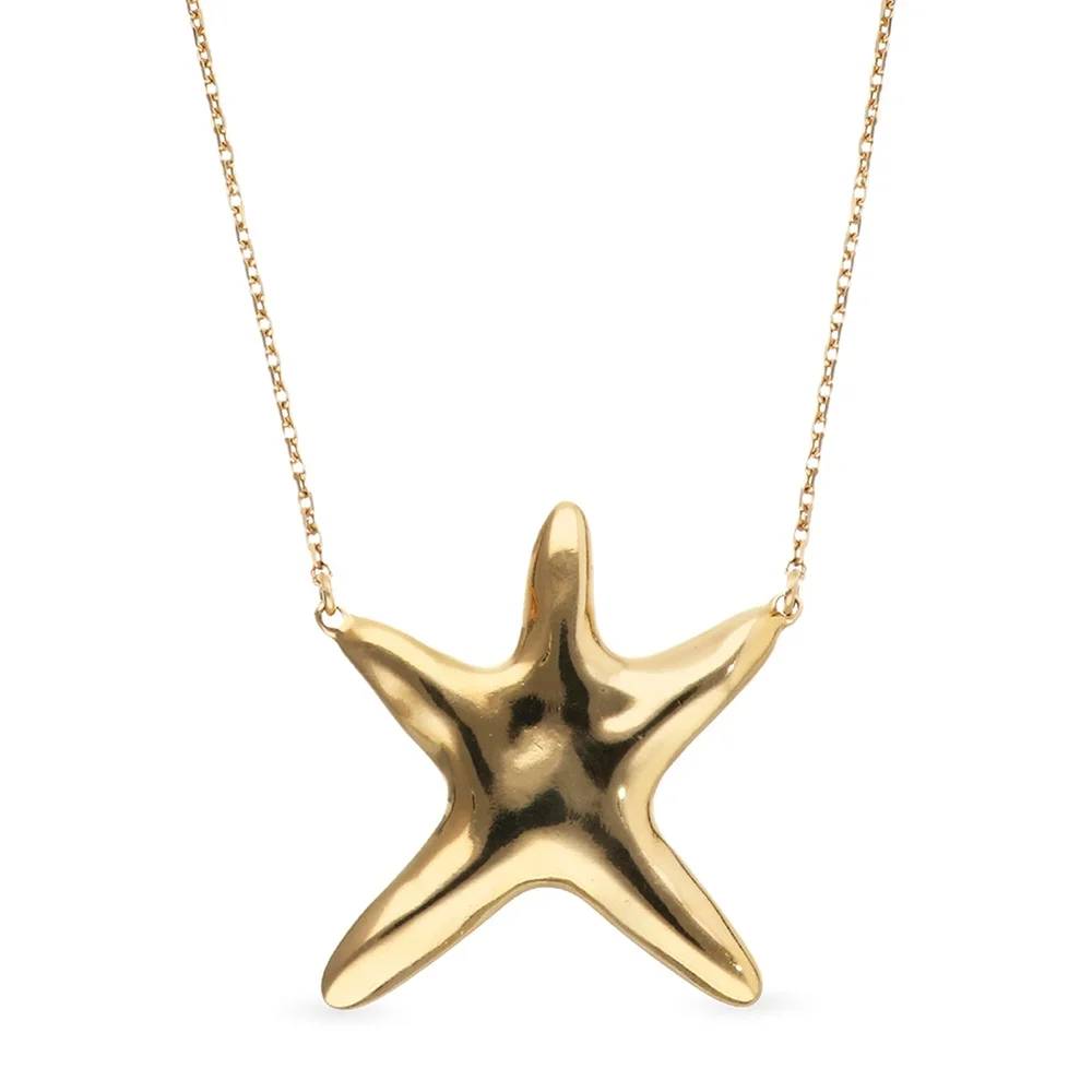 Cold Wind Bright Face Three Dimensional Sea Star Necklace, Versatile for Summer Beach Vacation