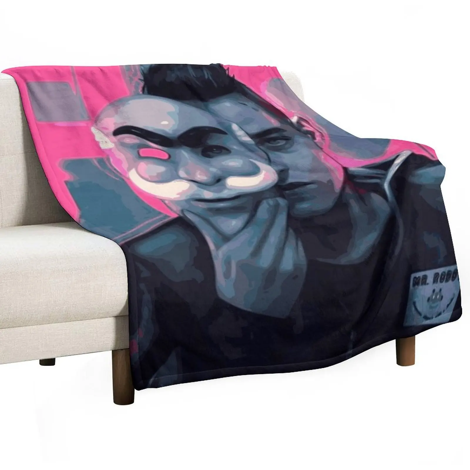 

Mr. Robot and His Mask - Rami Malek Fanart Throw Blanket Sofa Soft Big Blankets