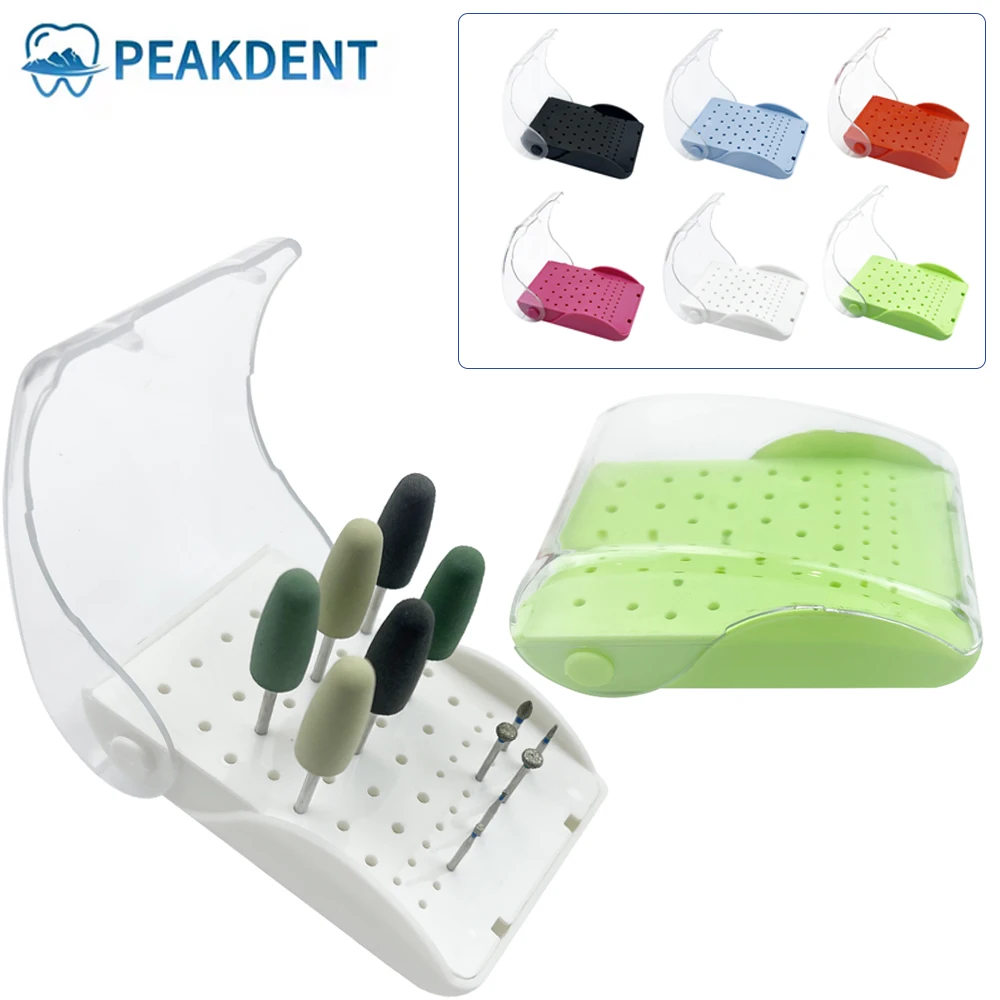 

60 Holes Dental Bur Holder Plastic Sterilizer Placement Case Disinfection Box Dentistry Laboratory Instruments Drill Bits Block