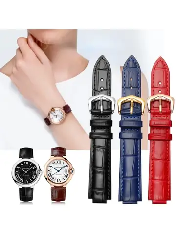 Genuine Leather Watch Strap for Tank Cartier Blue Balloon Men and Women Watch Band 16 18 20 22mm Accessories