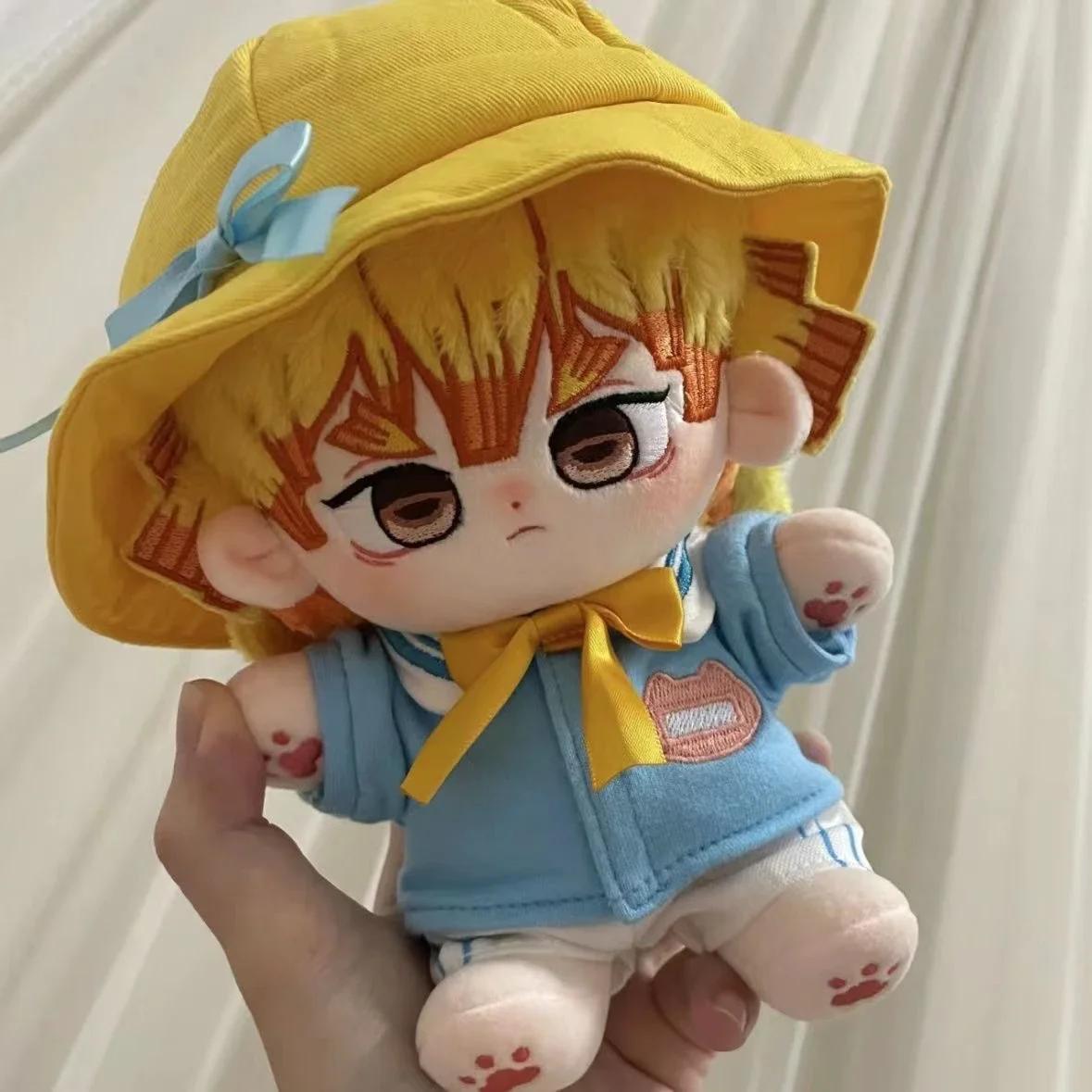 20cm Anime Game Demon Slayer Agatsuma Zenitsu Cosplay Bony Cotton Doll Furry Naked Baby Cartoon Adorable Maumet Gift Puppet