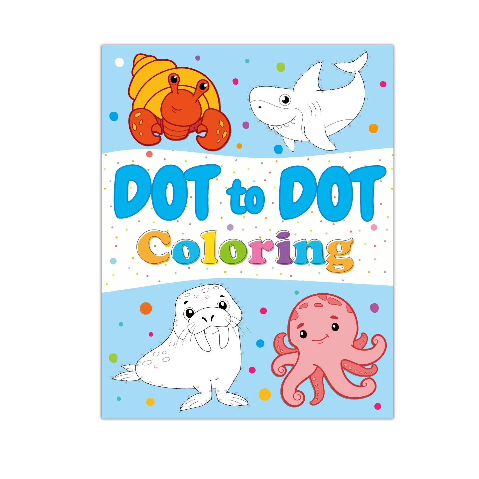 Livre de coloriage et point à point pour enfants de taille Jumbo 2 en 1: livre de dessin créatif d'aventure des animaux de l'océan connectez les points