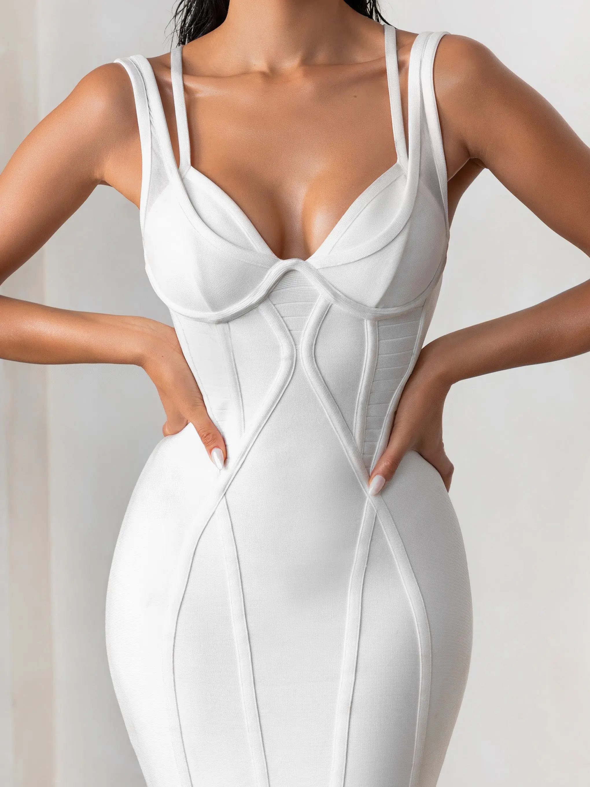 BEAUKEY Classic Women White Midi Bandage Dress Double Straps Criss Cross Dress Bodycon Runway Split Bustier Elegant Vestidos - AliExpress 200000345 BEAUKEY Classic Women White Midi Bandage Dress Double Straps Criss Cross Dress Bodycon Runway Split Bustier Elegant Vestidos - AliExpress 200000345