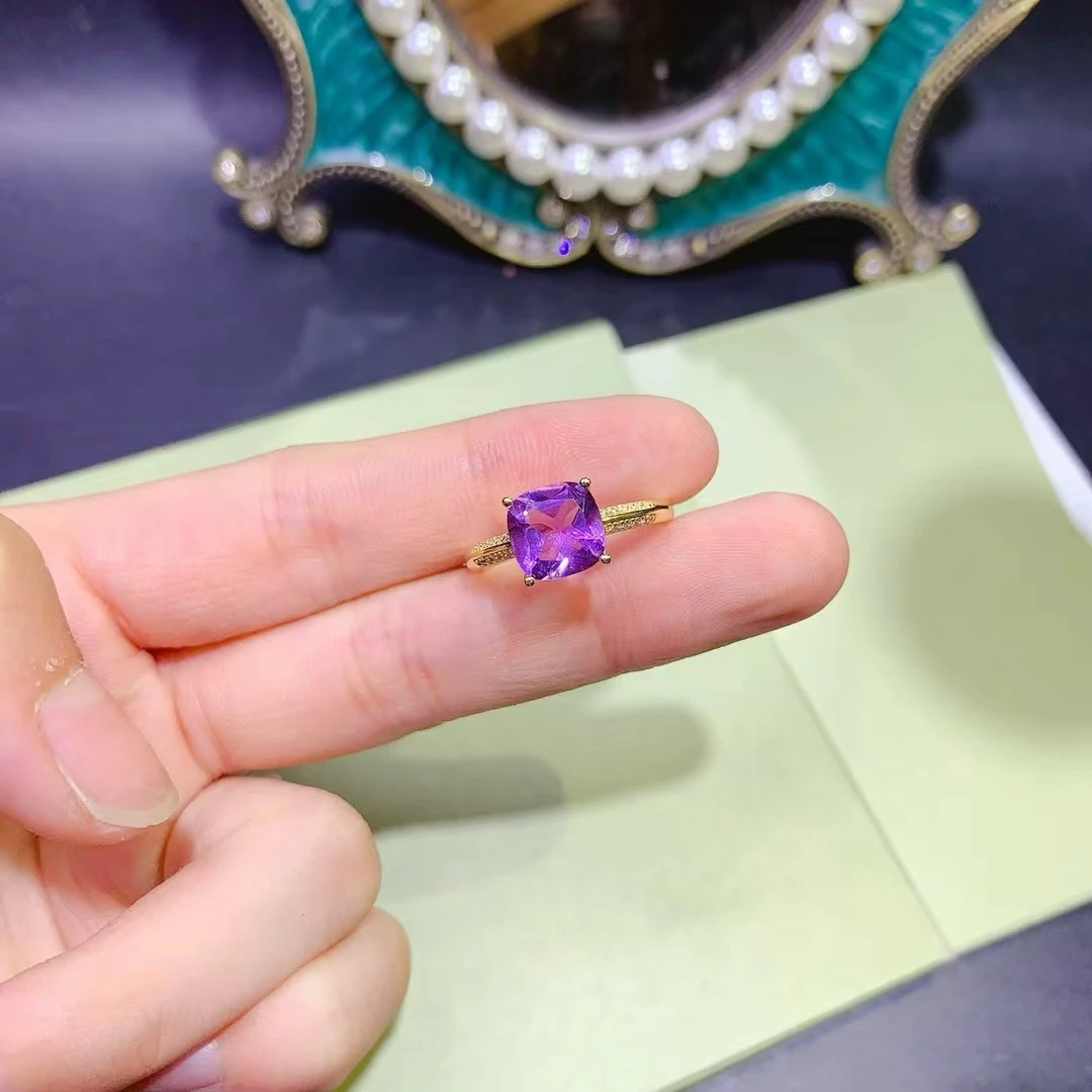 

KJJEAXCMY Natural Premium Amethyst S925 silver exquisitely Ring Full of luster Simple,elegant and high-end Birthday present
