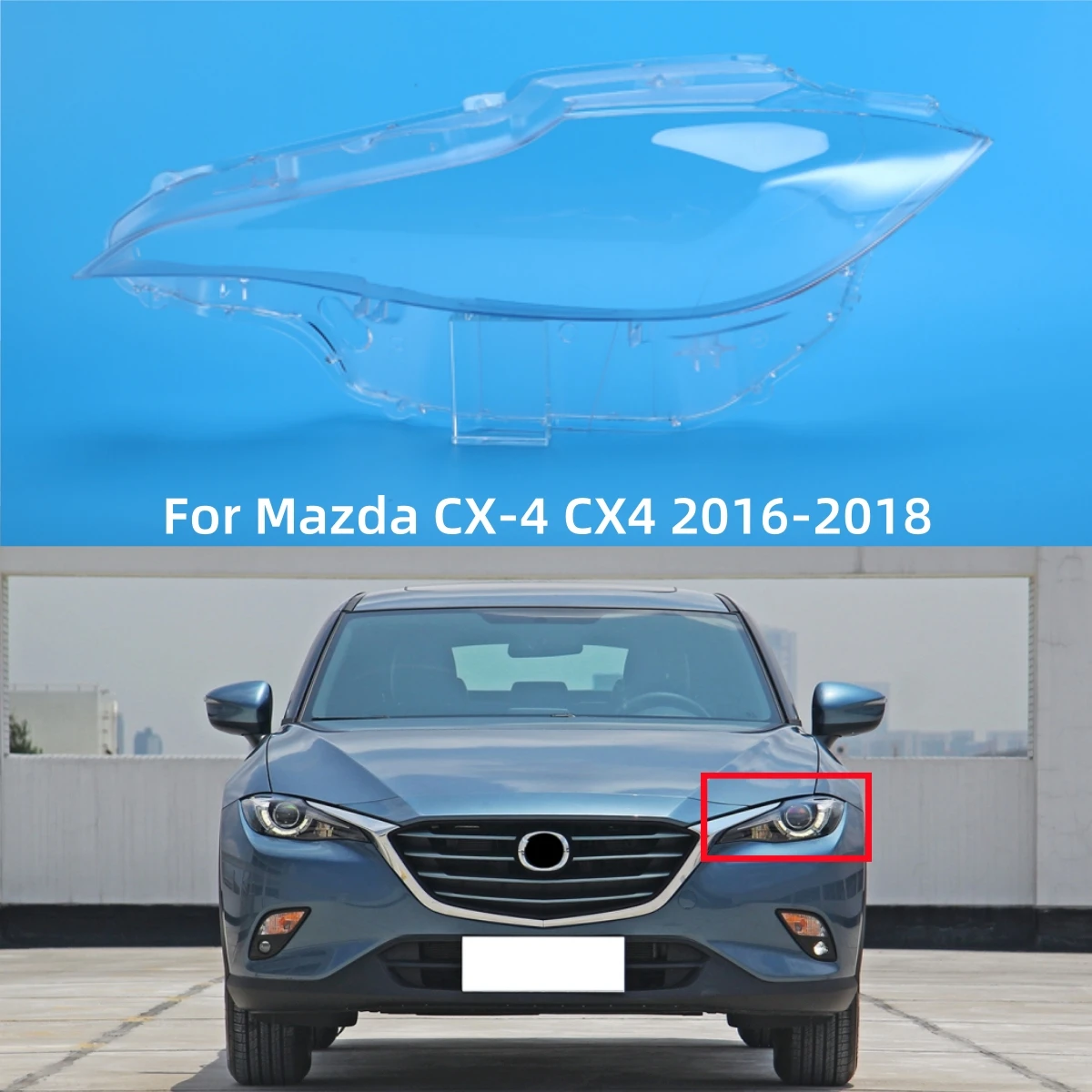 

For Mazda CX-4 CX4 2016 2017 2018 Car Accessory Transparent PC Material Front Headlight Shell Cover