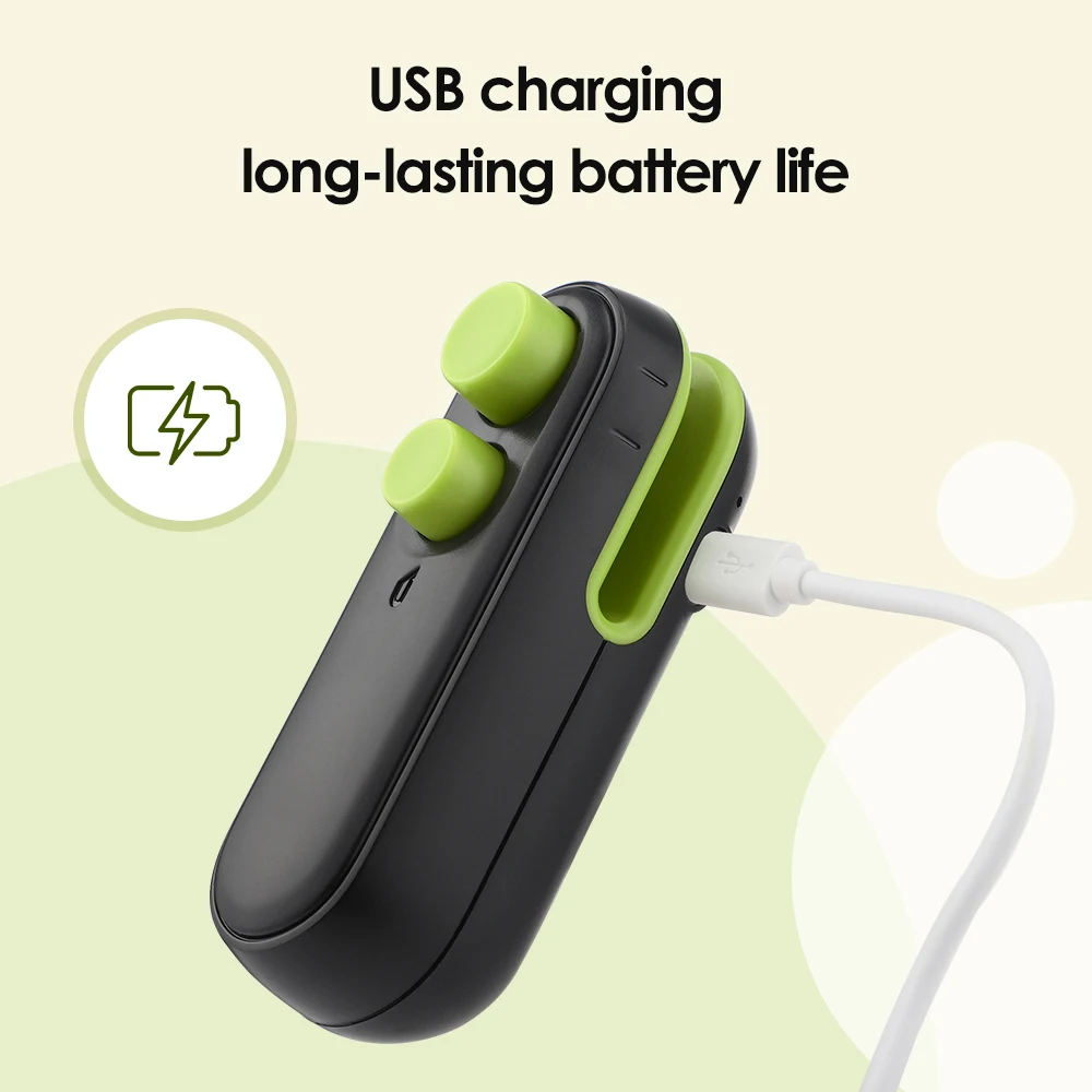 Portable Mini Bag Sealer Plastic Package Storage Bag Black Handheld Heat Sealing Clips Food Snack Fruit Fresh Keeping Gadgets