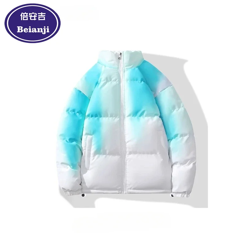 New design Cotton-padded men's small fresh gradient color thickened winter warm couple bread jacket parka hombre coat for men