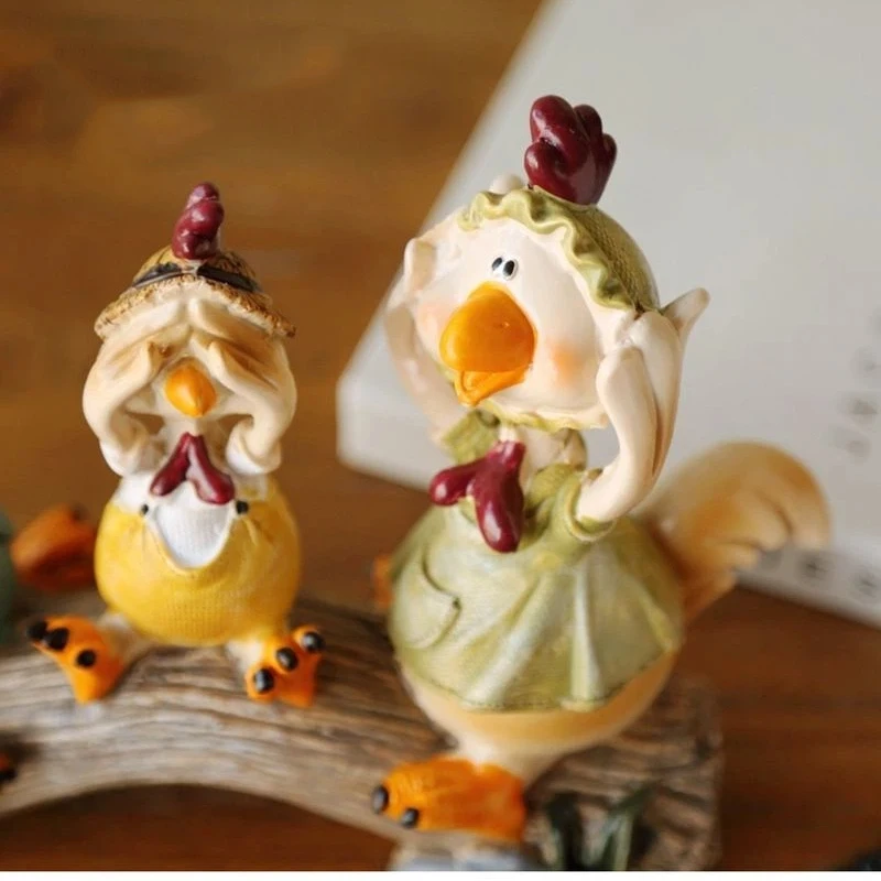 Figuras de animales de estilo americano, adorables artesanías de resina de animales de granja, perfectas para sala de estar o escritorio, regalos cálidos para decoración del hogar