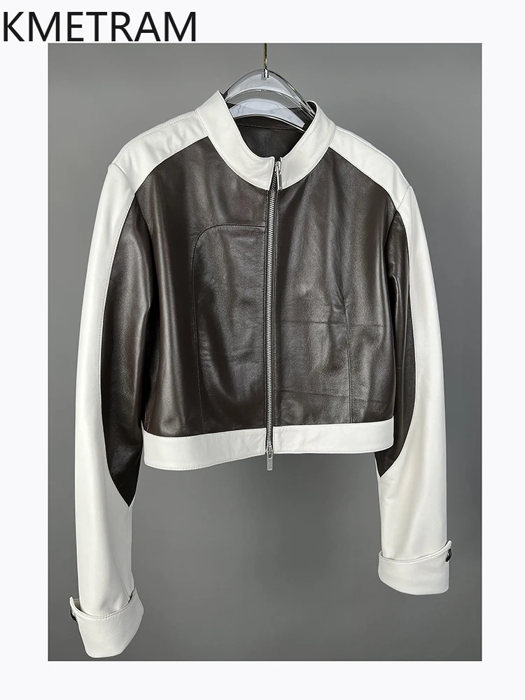Giacca in pelle di pecora naturale Donna Moda Moto Corta Giacche in vera pelle Novità in capispalla Abiti autunnali 2025 Donna 