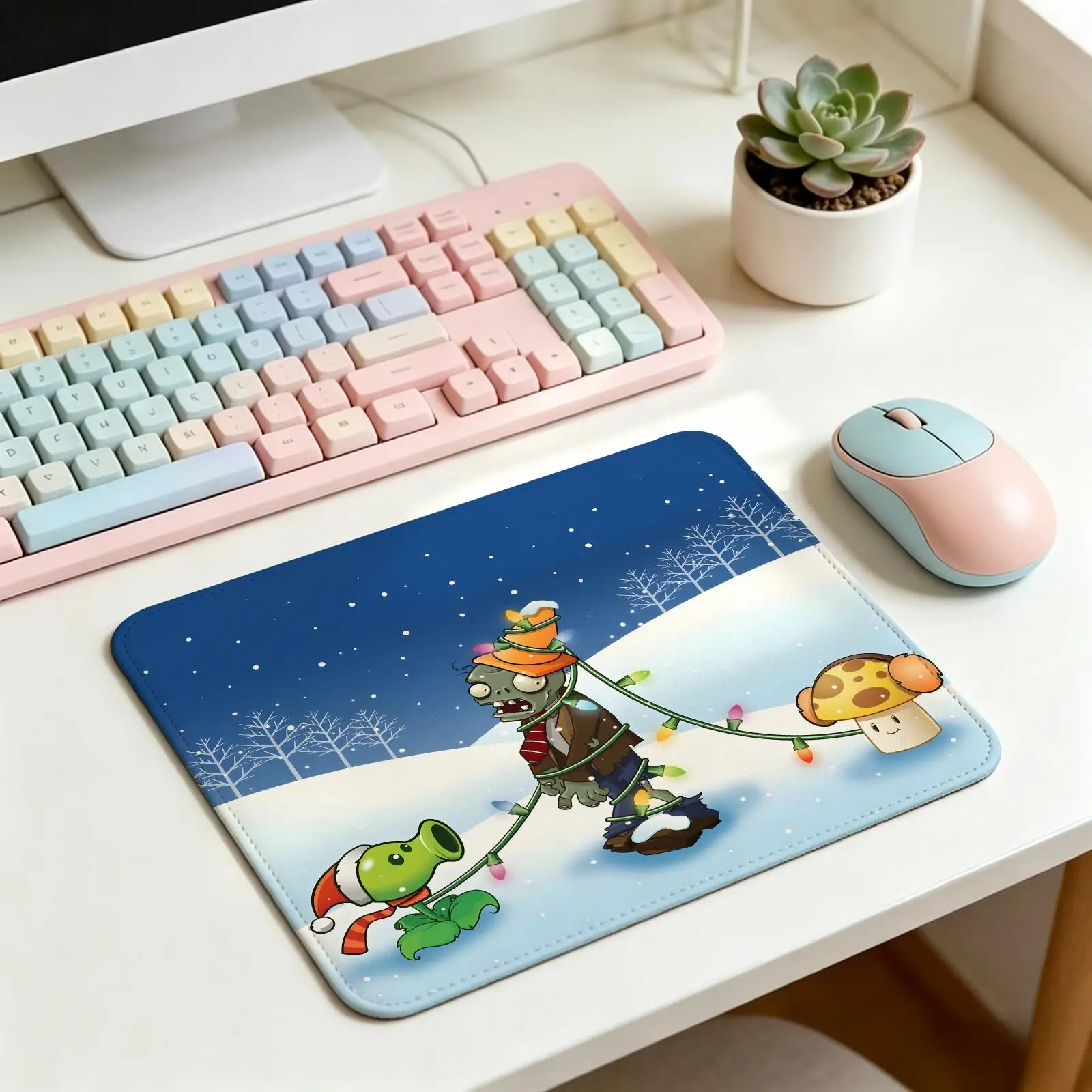 S/M/L Gaming Mat,Reinforced Stitched Edge,PLANTS VS ZOMBIE PVZ MAPS Portable Non‑Slip Pad for Laptop Office & E‑Sports Game Play