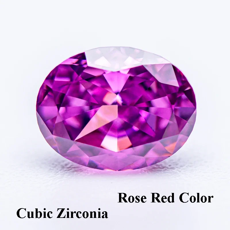 

Cubic Zirconia Crushed Ice Cut Rose Red Color Oval Shape Charms Beads for Diy Jewelry Making Earrings Materials No Certificate