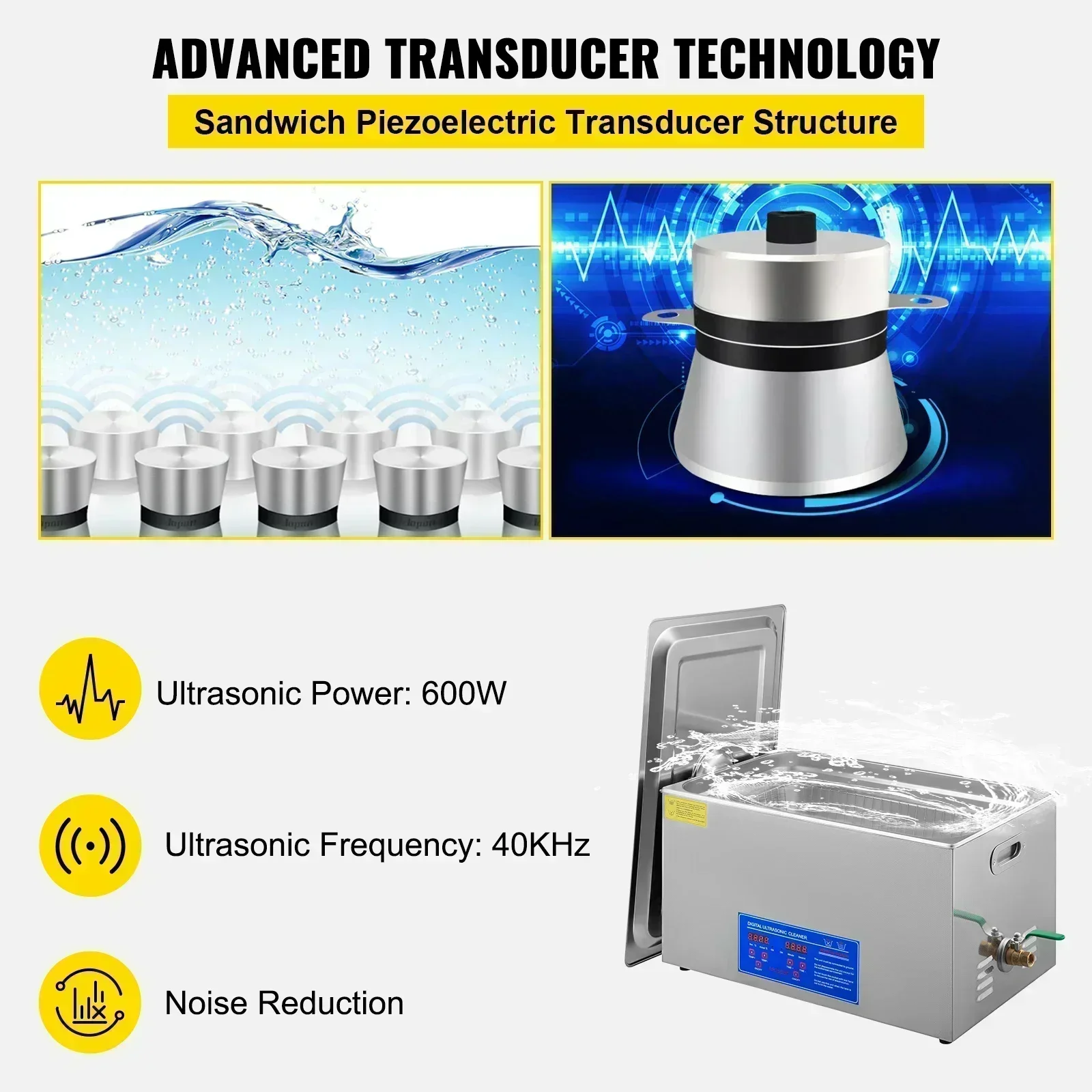 VEVOR 2L 3L 6L 10L 15L 22L 30L Ultrasonic Cleaner Lave-Dishes Portable Washing Machine Diswasher Ultrasound Home Appliances