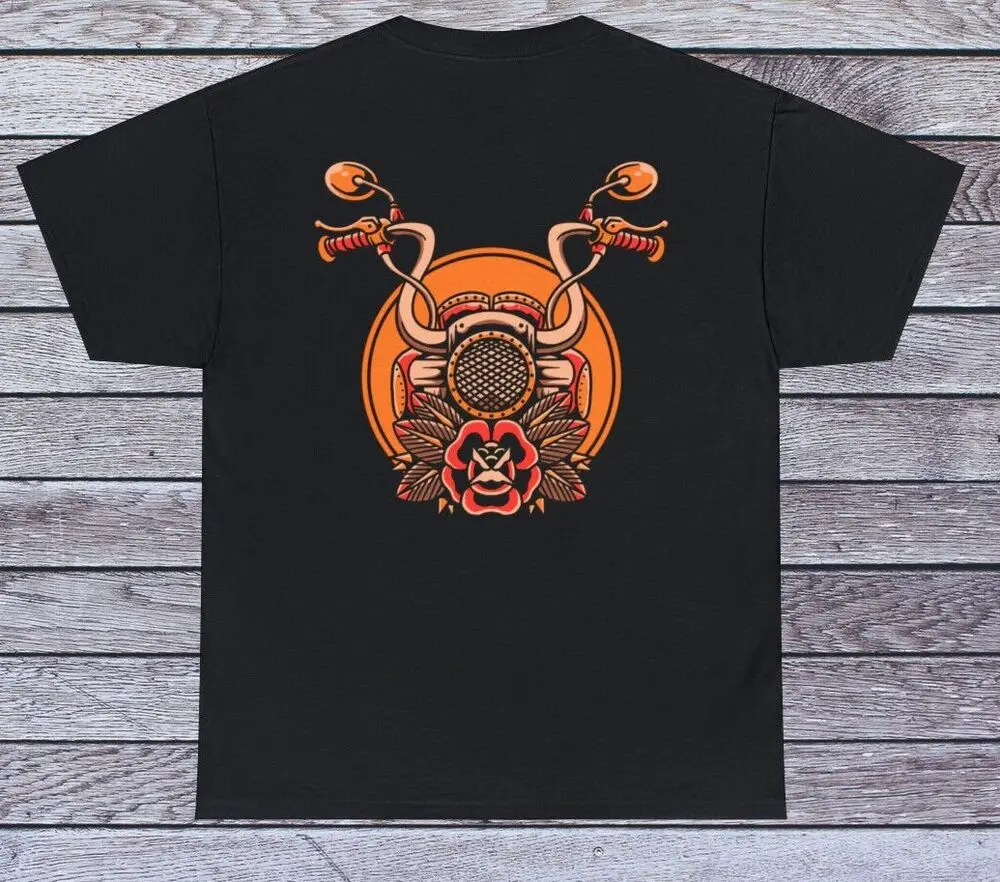 Motorcycle Old School Biker T  Printed Back Vintage Classic Tattoo Clothingshirt