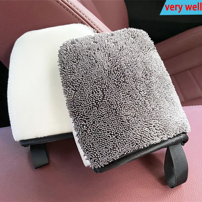 Dual-Sided Car Detailing Gloves - 2-in-1 Scrub & Polish Tool with Microfiber Suitable for Auto Interior, for Stain Removal
